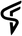 A black stylized graphic resembling a bold abstract letter or emblem on a plain white background.